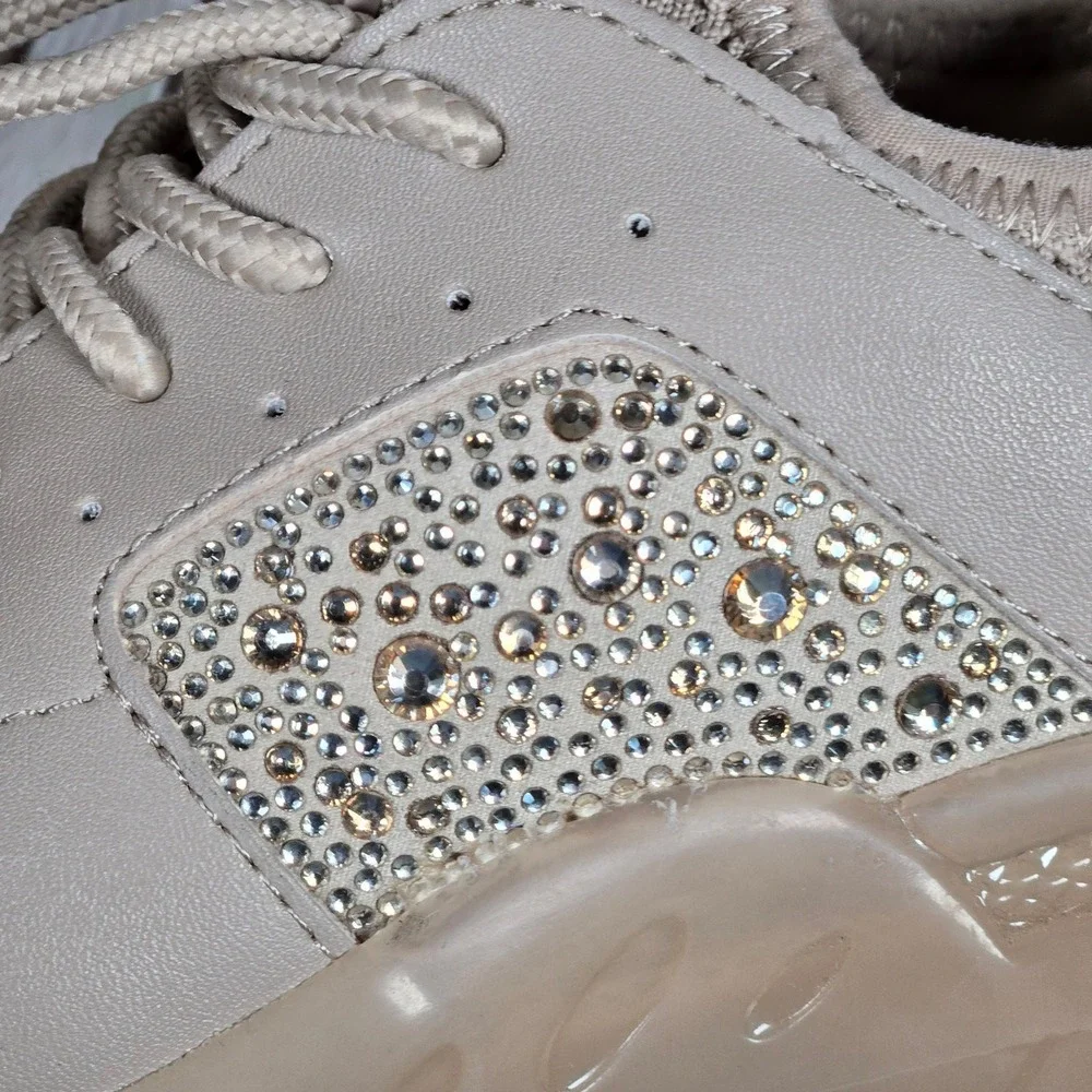 Steve Madden Women's Vance Beige‎ Rhinestone Chunky Sole Sneakers Shoes Size 6.5